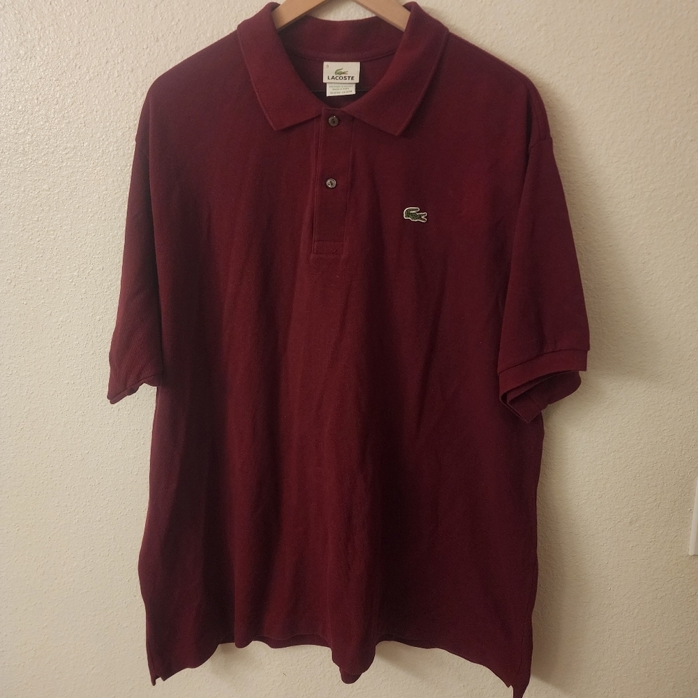 Lacoste Red Devanlay Button Up Golf Polo Shirt Mens Sz 9
